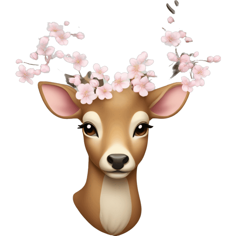 Elegant deer with blossoms entwined in its antlers emoji