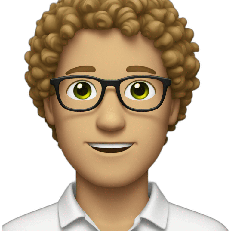 White guy with glasses green eyes and curly hair emoji