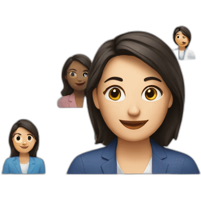 laptop screen showing a video call showing a friendly female therapist emoji