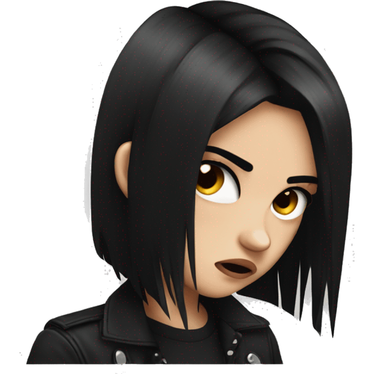 emo angry girl emoji black hair emoji