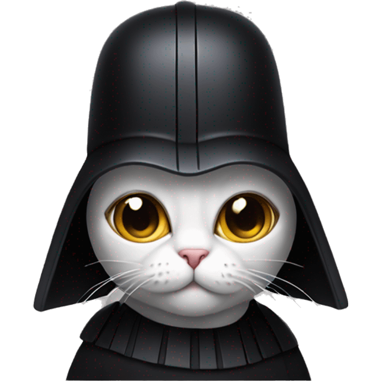 cat wearing a birthday hat and a darth  vader costume emoji