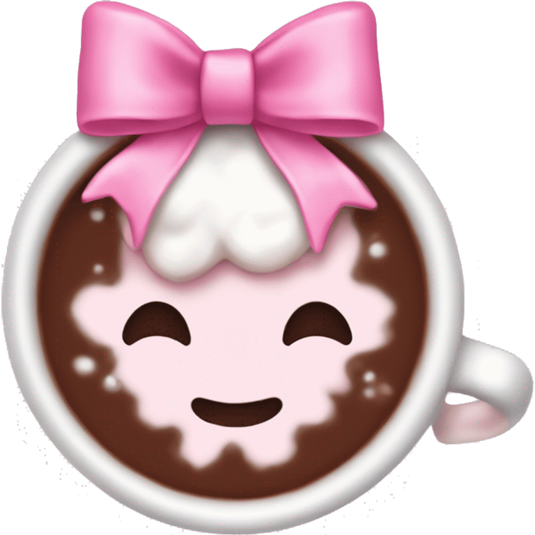 Cute aesthetic winter hot chocolate pink bow emoji