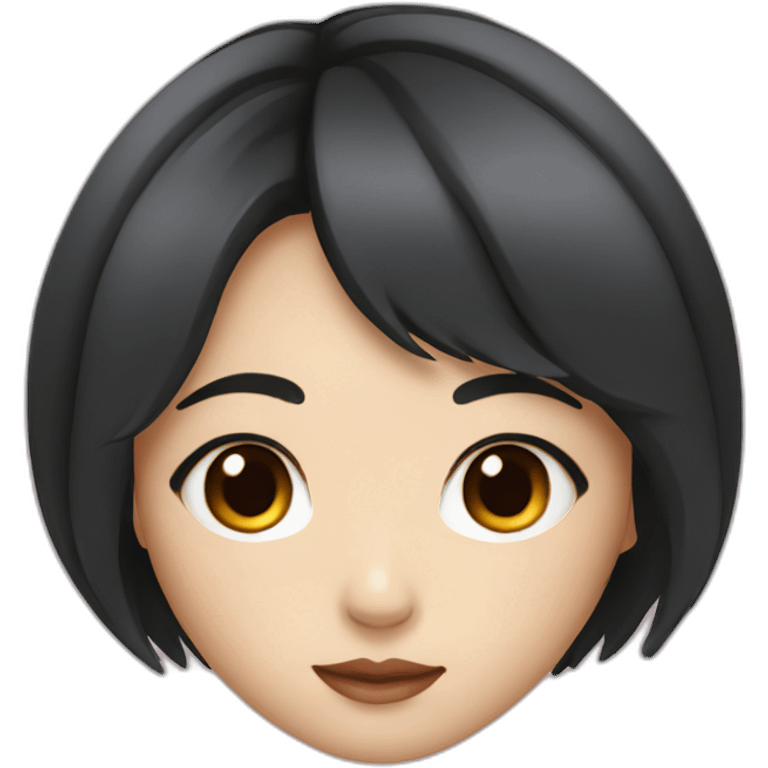 Japanese female with short black hair natural make up emoji