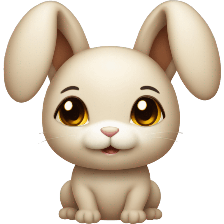 A cute beige bunny with Brown eyes  emoji