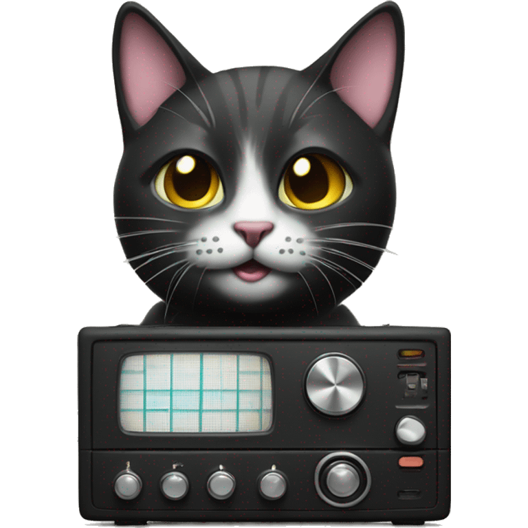 a blakck cat on the radio emoji