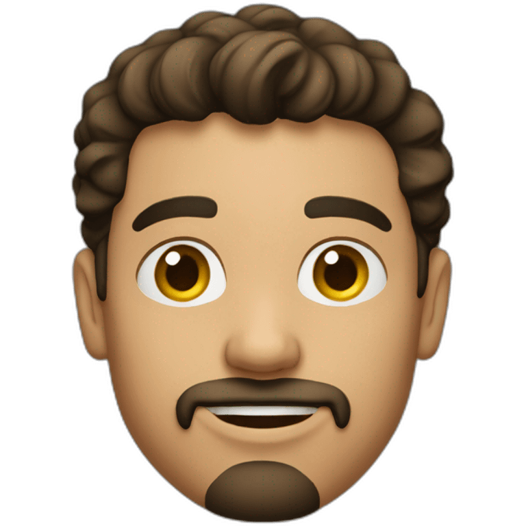 25-year-old man, brunette, wears a closed goatee, wears a low tuft emoji