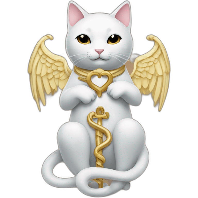 Chinese cat hugging entire Caduceus emoji