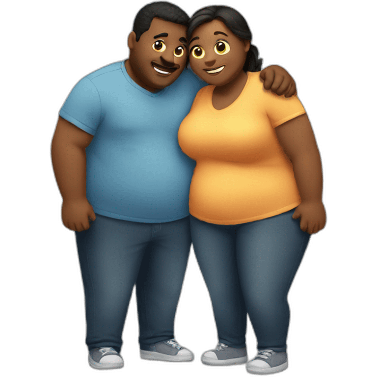 overweight couple hugging emoji