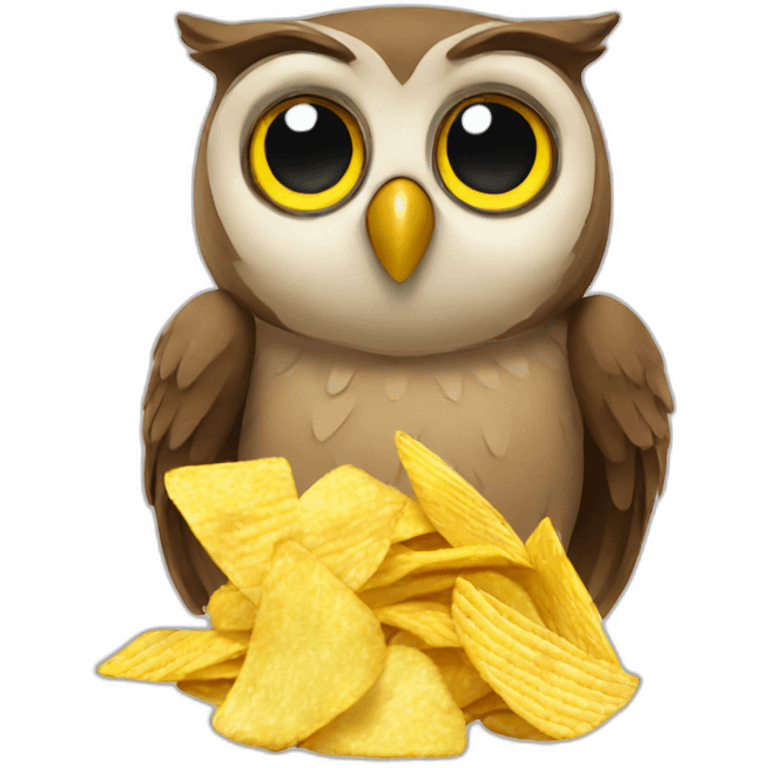 owl eating chips emoji