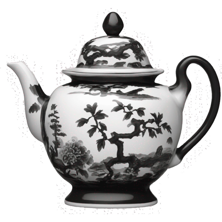 Black and white chinoiserie teapot emoji