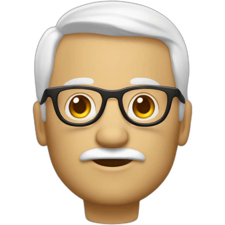 Viel homme mi-chauve cheveux courts blancs, avec lunettes rondes emoji