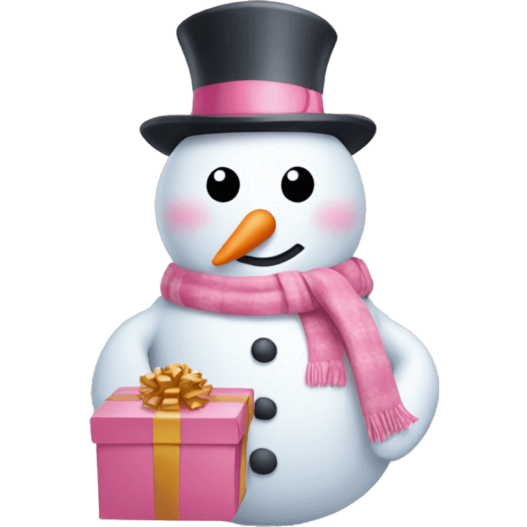 pastel pink snowman and gift emoji