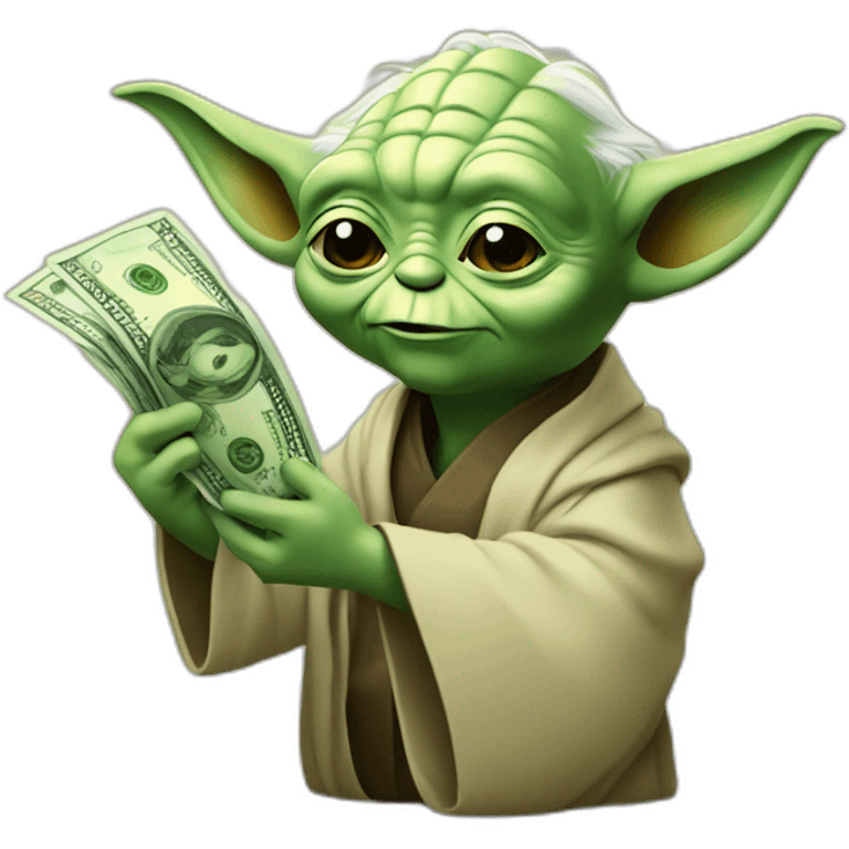 Yoda with money emoji