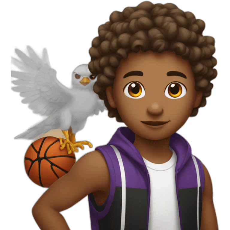 Basketball kid with a hawk emoji