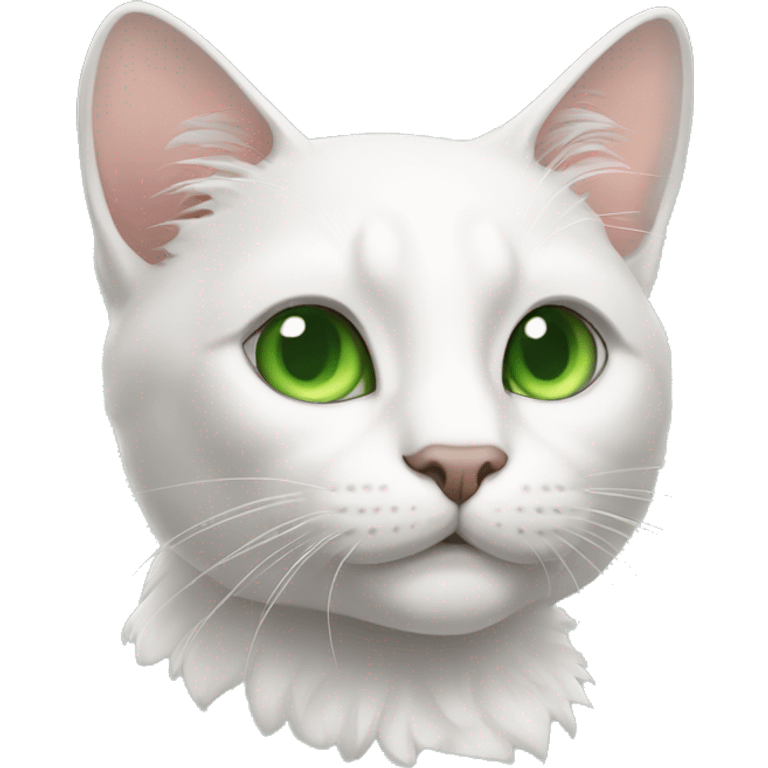 cat kornish rex white with green eyes  emoji