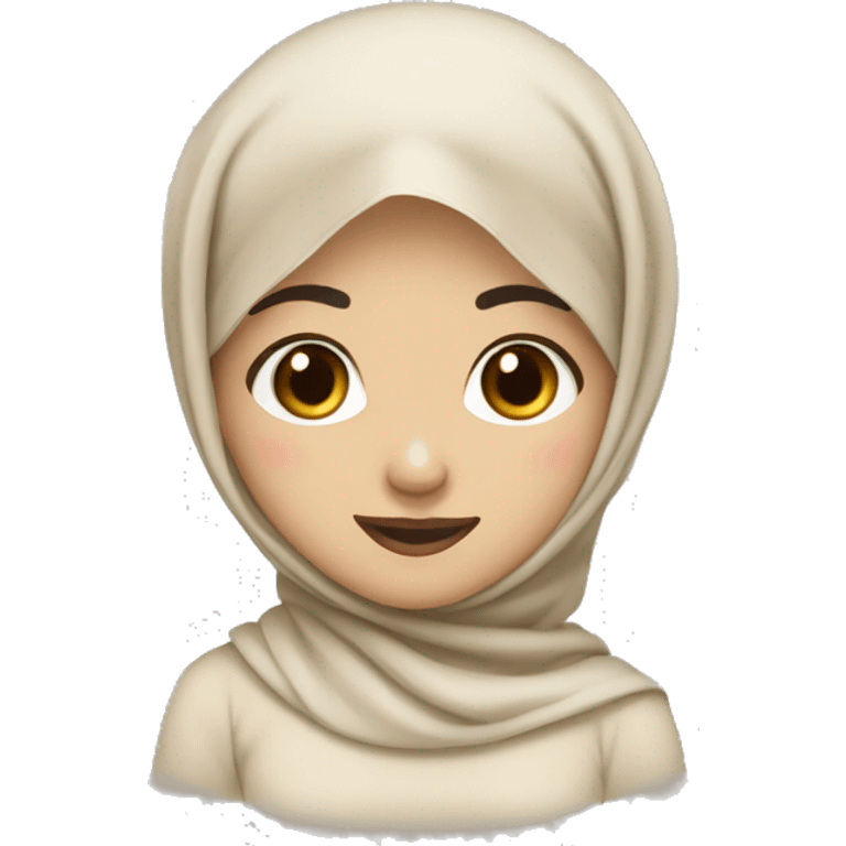 asian girl neutral tone skin with cream hijab with any expression emoji