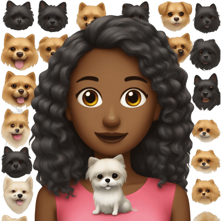 Black girl with pomeranian emoji