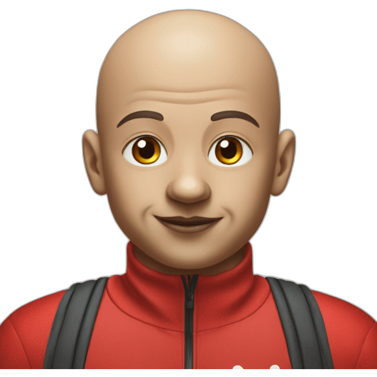 Bald clown in red Adidas training suit with clown hair and nose emoji