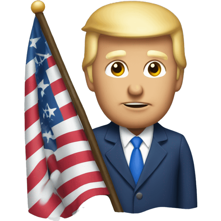 Trump holding an American flag with snow emoji