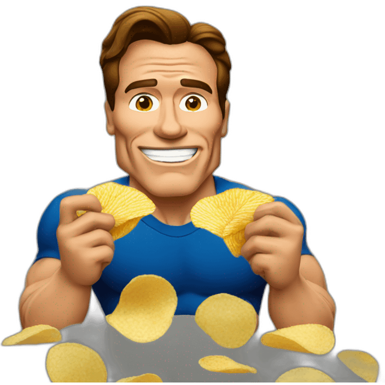 Arnold Schwarzenegger eating potato chips emoji