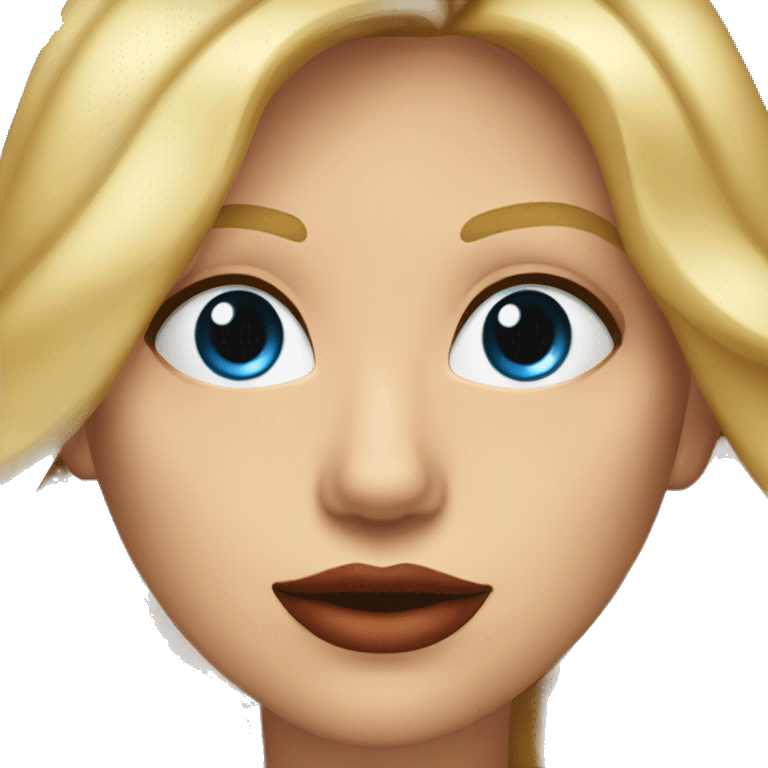 mujer de pelo rubio y ojos azules con un micrófono y los labios rojos  emoji