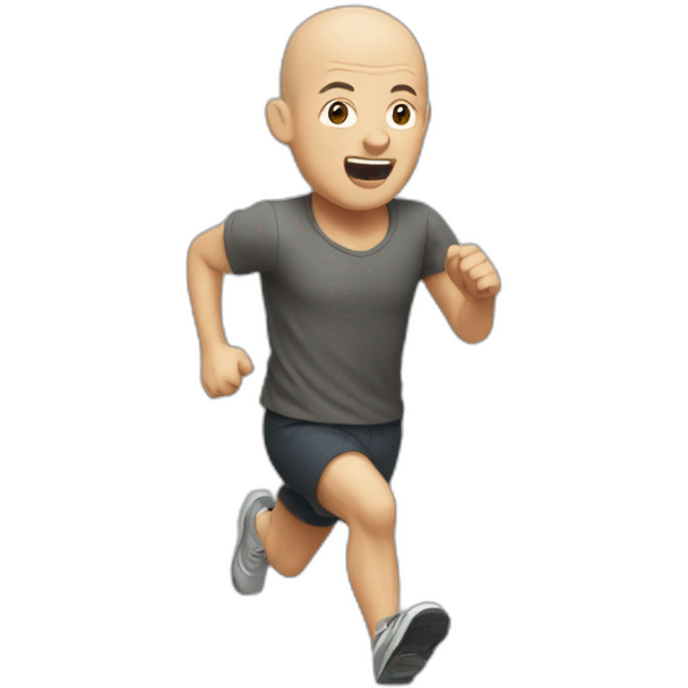 A nearly bald person running from the front emoji