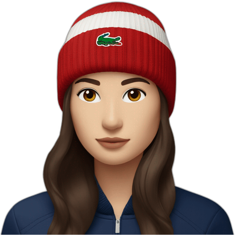 Brunette lacoste beanie with lacoste emoji