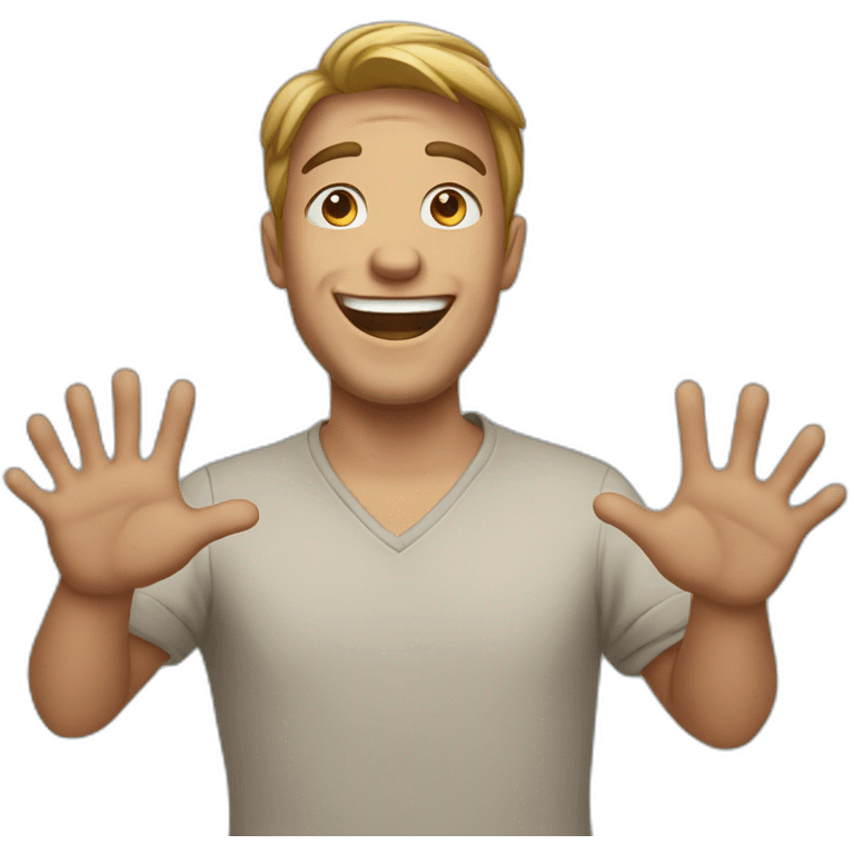 happy guy with open hands emoji