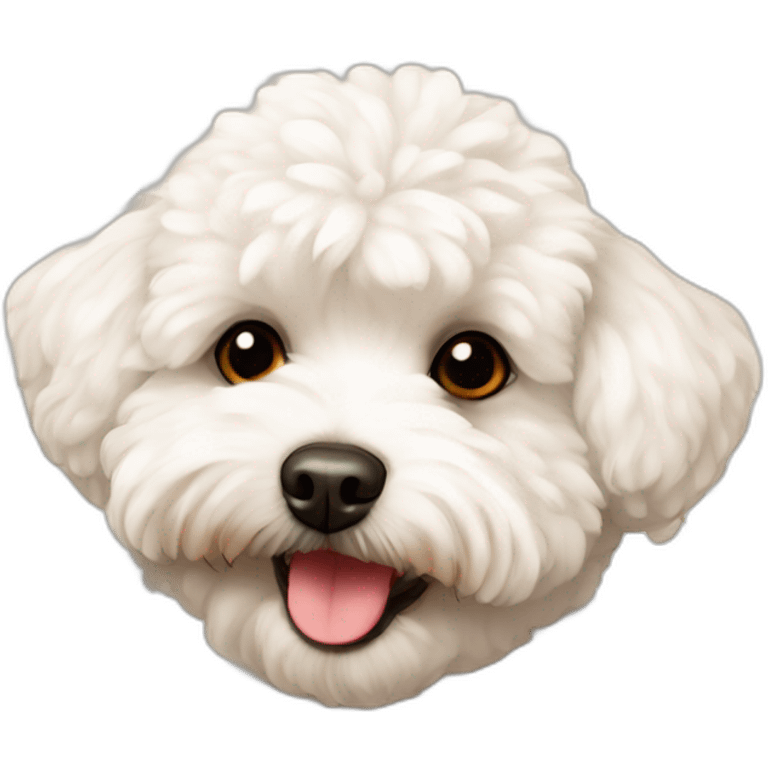 White maltipoo with autumn leaves emoji