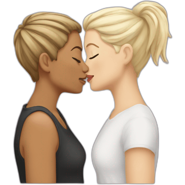 White lesbian couple kiss emoji