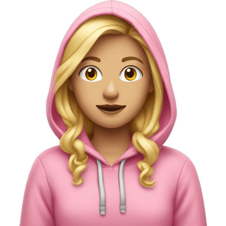 blonde girl in a pink hoodie  emoji