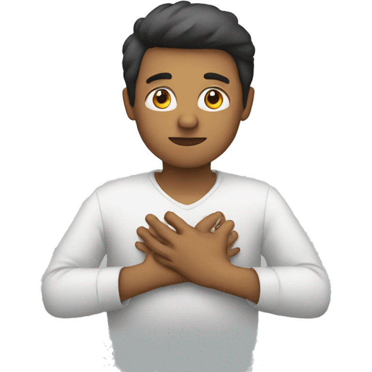 person with hands on chest emoji