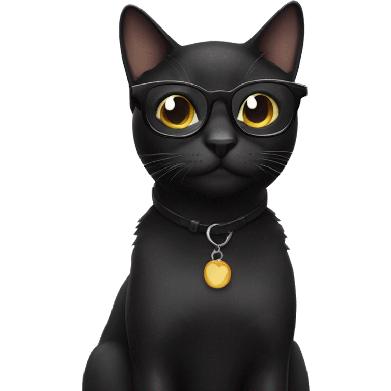 Black cat with glasses emoji