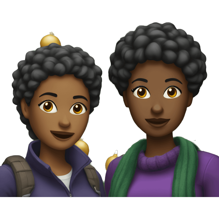 Two black women at a Christmas tree market emoji