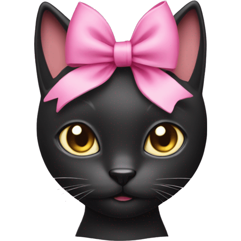 black cat with a pink bow on her head emoji