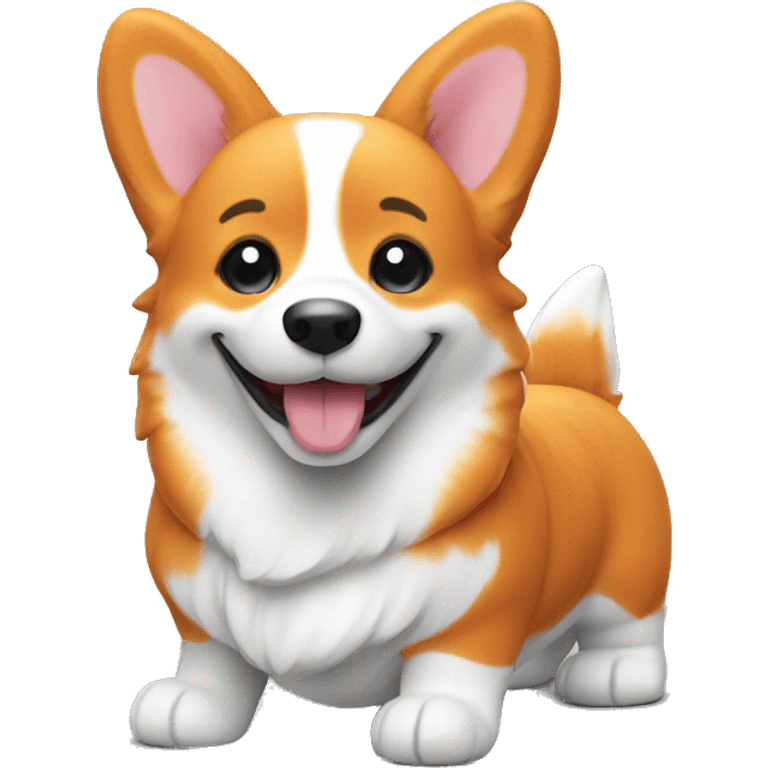 smiling orange corgi soft toy emoji