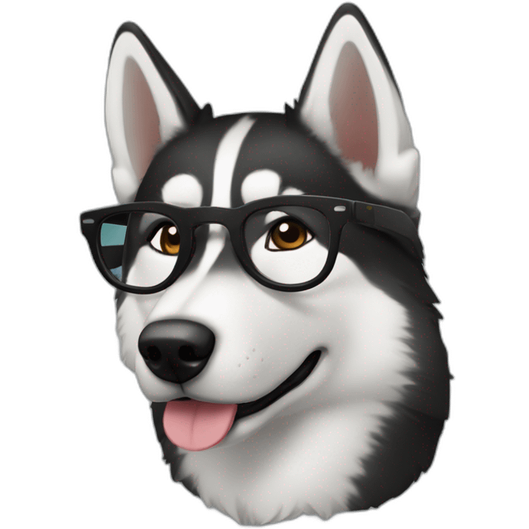 Browk husky in black wayfarer emoji