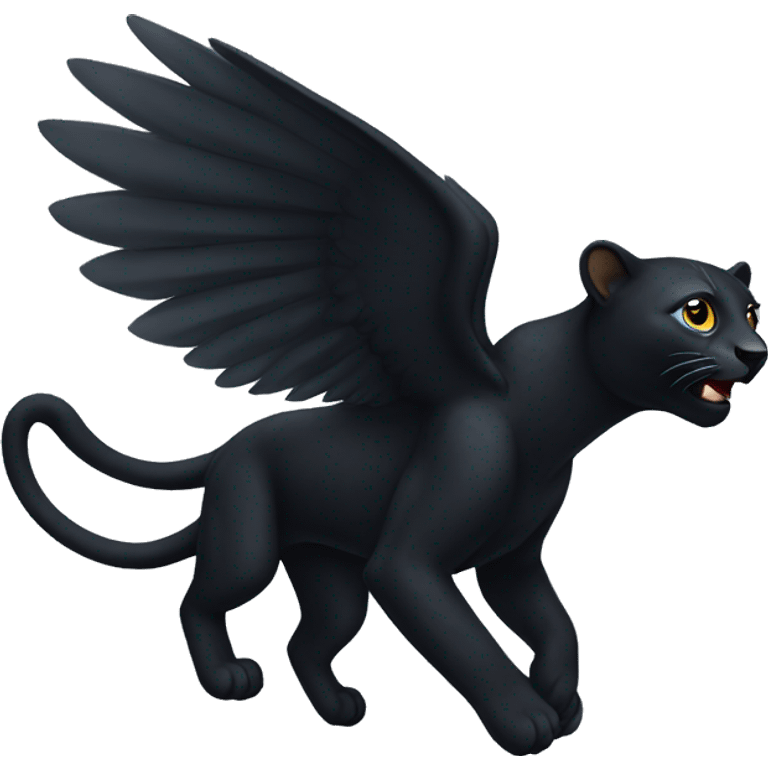 winged black leopard flying emoji