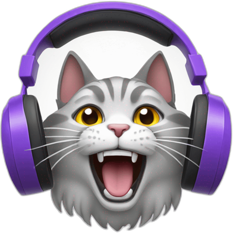 The cat is yelling in headphones emoji