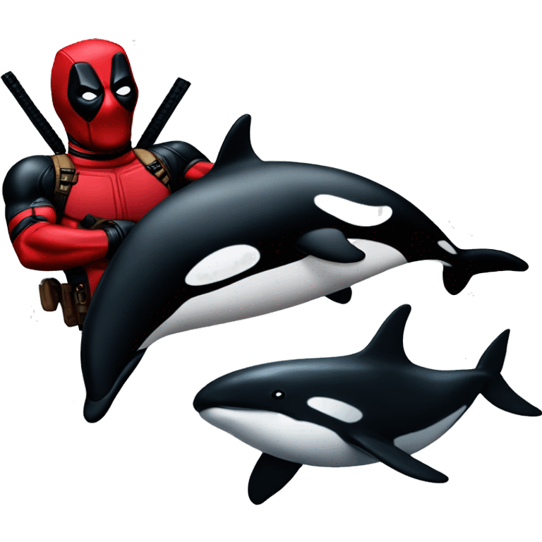 Deadpool shooting an orca emoji