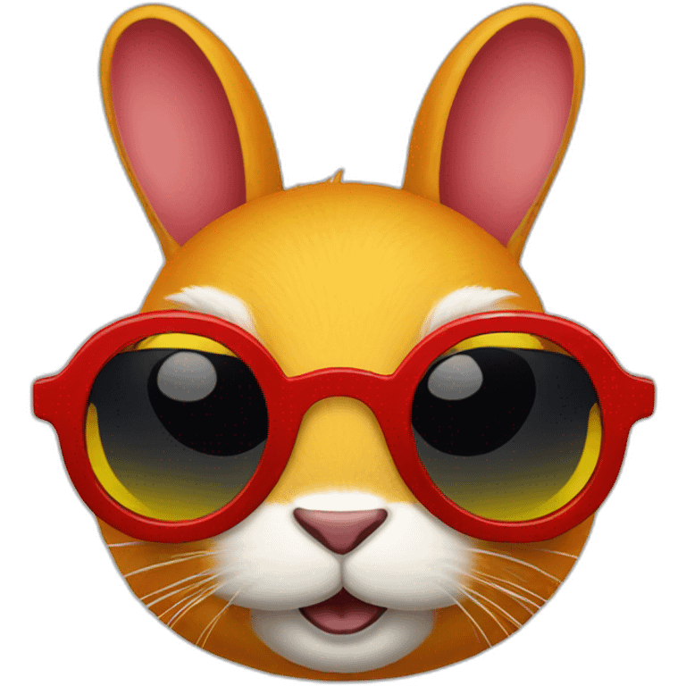 red rabbit with yellow round sunglasses emoji