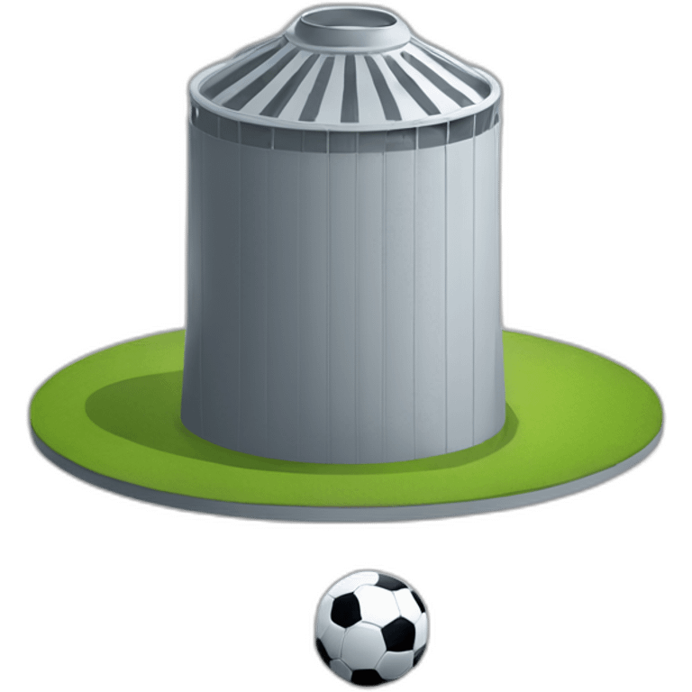 one-silo-tower-with-a-soccer-ball-either-side-in-front-of-tower emoji