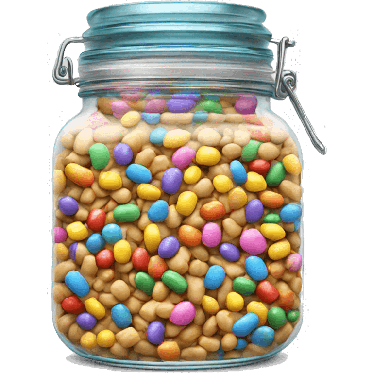 Realistic locking lid glass jar of colorful baking sprinkles emoji