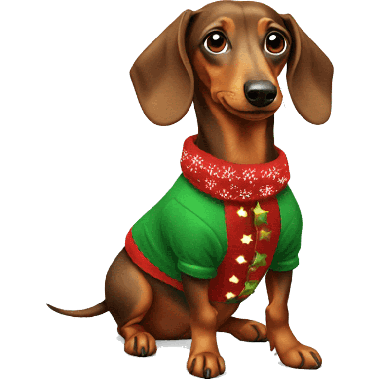 Dachshund wearing Christmas outfit emoji