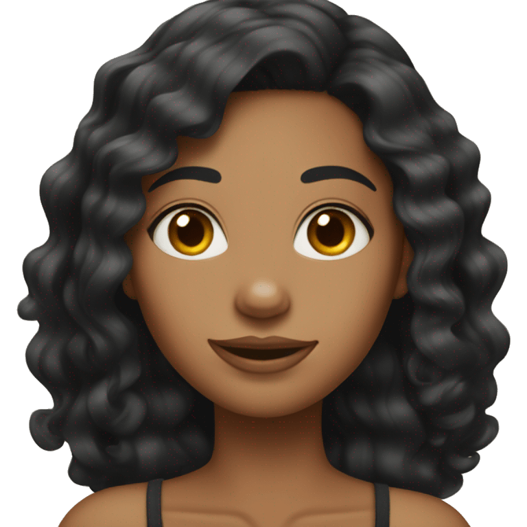 Black hair wavy tan skin girl  emoji