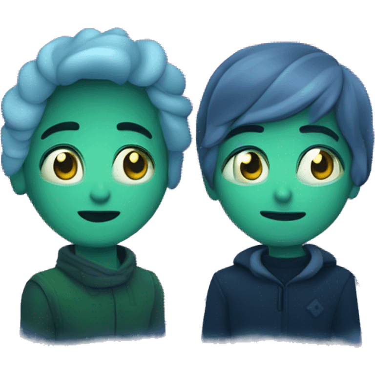 dos personas viendo una Aurora boreal  emoji