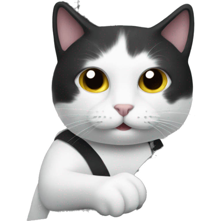 Black and white cat driving a car  emoji