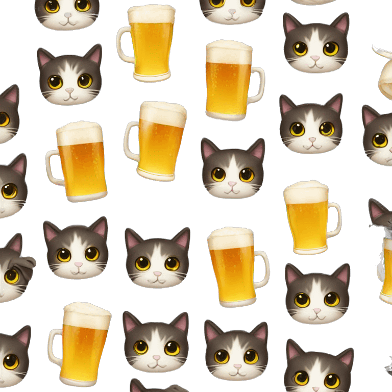 Seven cats with beer emoji