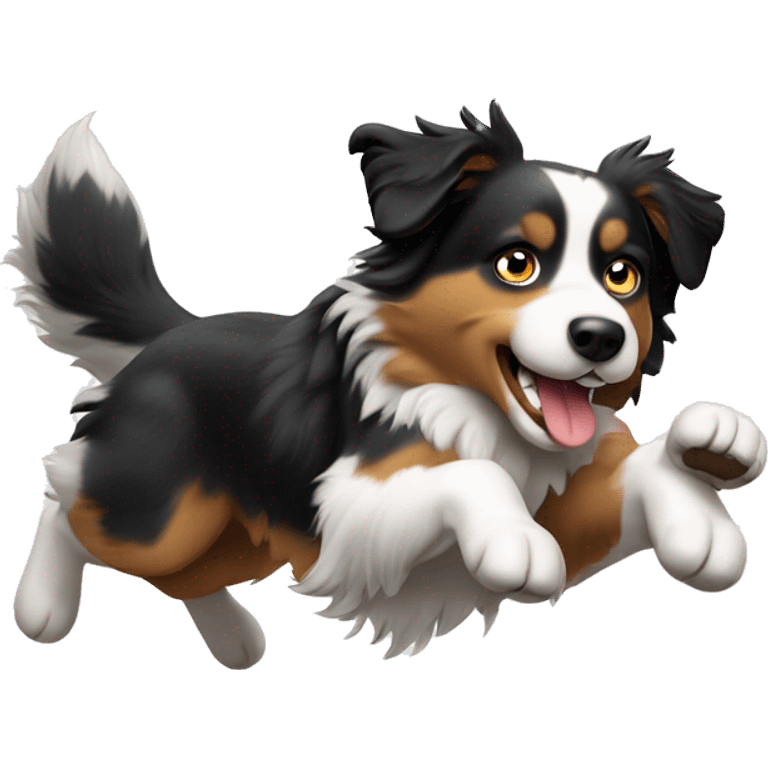 Australian shepherd jumping over anvil emoji