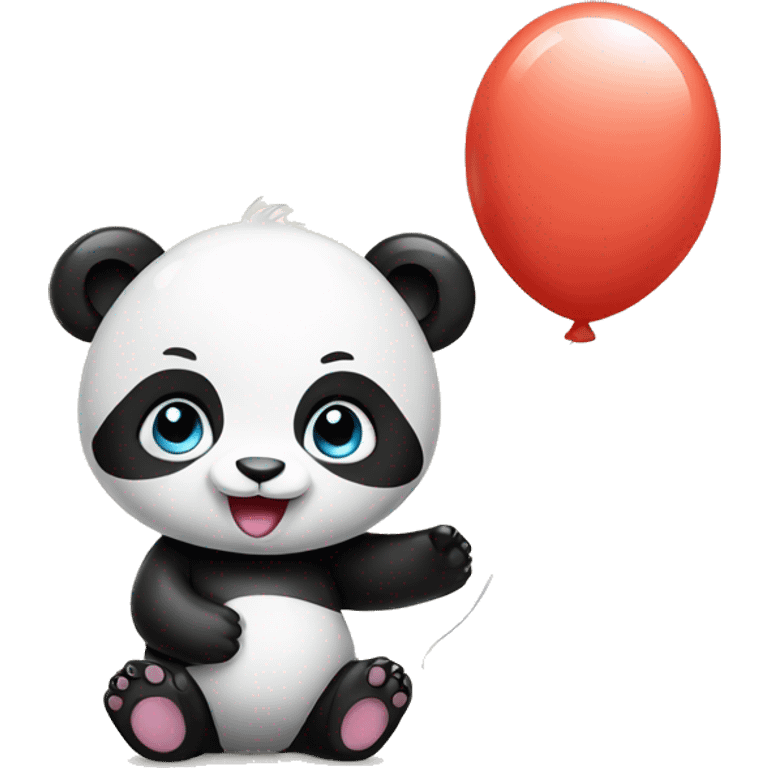 Baby panda with balloon emoji